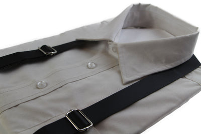 Adjustable Faux Leather Mens & Womens Thick Black Suspenders