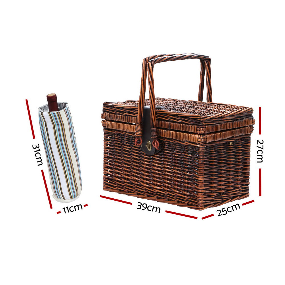 Alfresco 4 Person Picnic Basket Set Deluxe Folding Outdoor Insulated Liquor bag