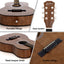 Alpha 31 Inch Acoustic Guitar Portable Design with Steel Strings and Gig Bag Natural