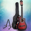 Alpha 34 Inch Classical Guitar Wooden Body Nylon String w/ Stand Beignner Red