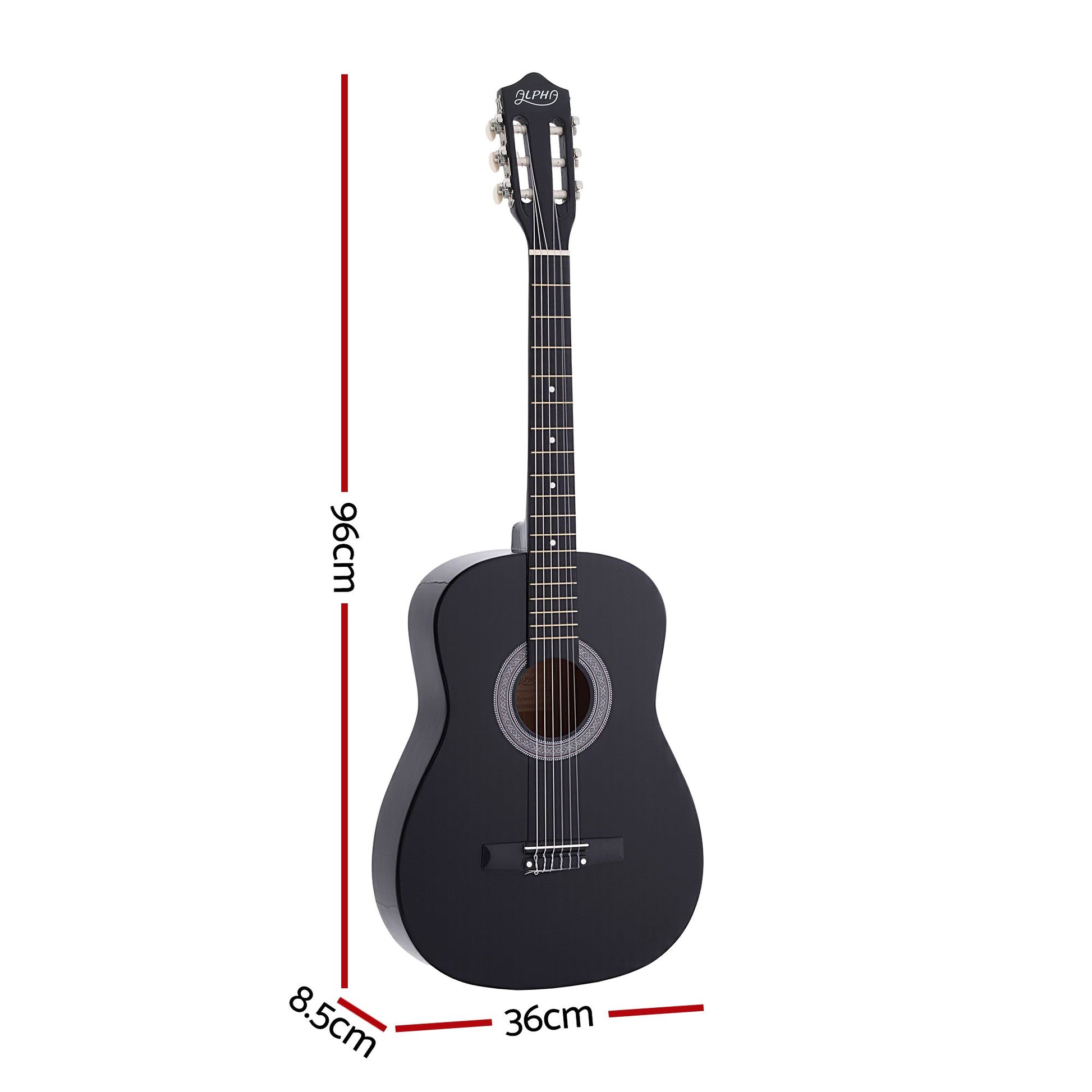 Alpha 38 Inch Acoustic Guitar Full Size Classical Cutaway Nylon String Black