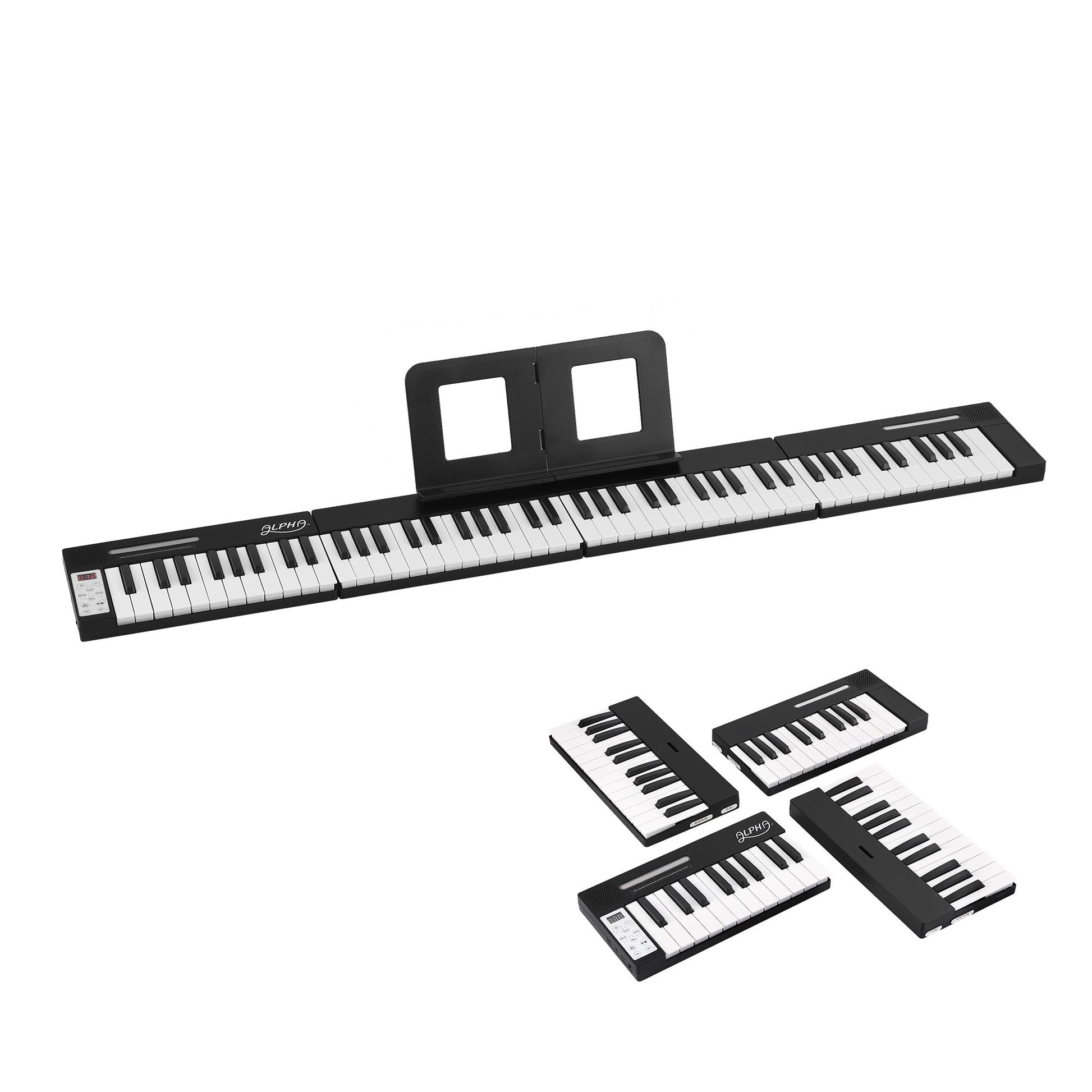 Alpha 88 Key Quad Folding Electronic Keyboard Digital Piano Portable MIDI Bluetooth Black