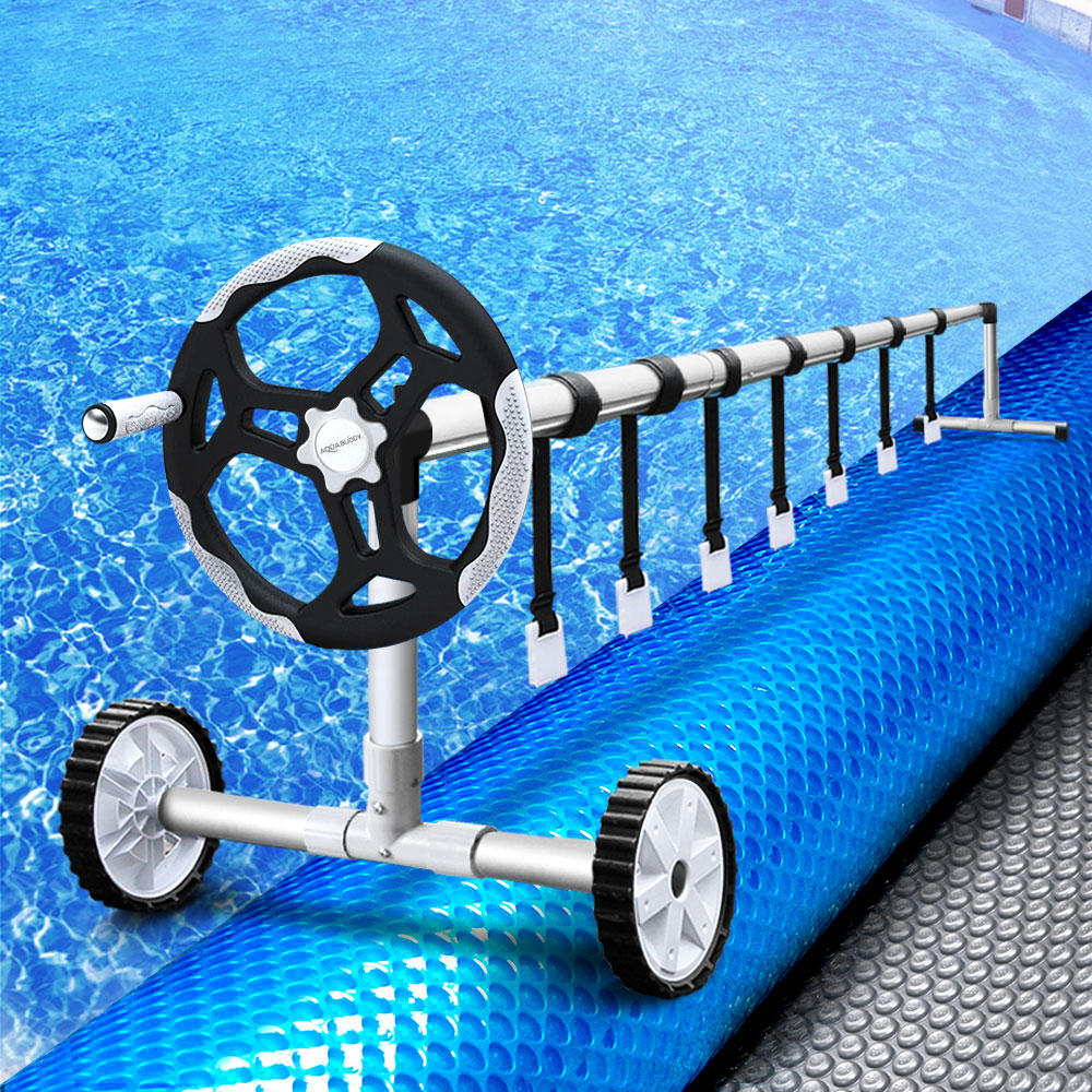 Aquabuddy Solar Swimming Pool Cover Blanket Roller Wheel Adjustable 11 x 6.2M