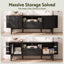 Artiss 160cm TV Unit Storage Drawer Curved Edge Sliding Fluted Style Door Black