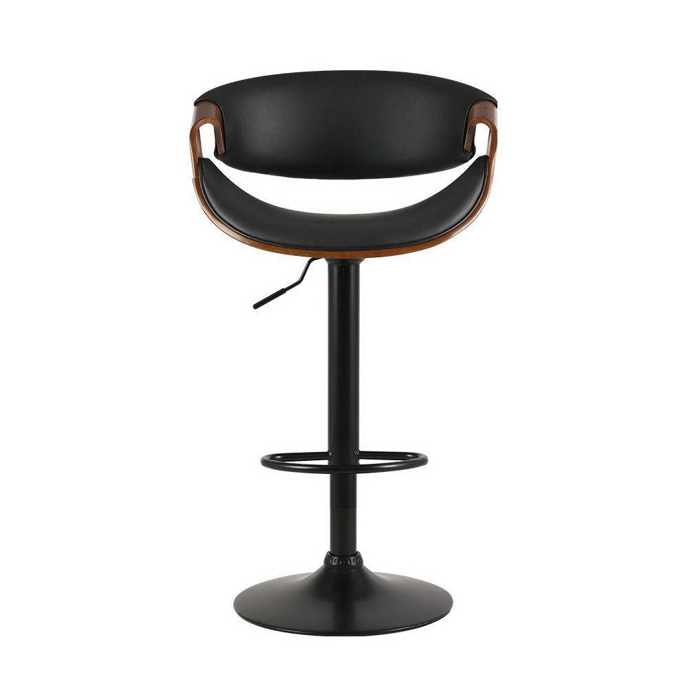 Artiss 2X Bar Stools Swivel Chair Kitchen Gas Lift Wooden Bar Stool Leather