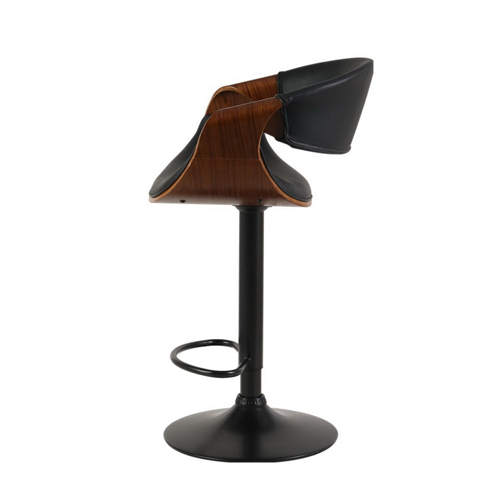 Artiss 2X Bar Stools Swivel Chair Kitchen Gas Lift Wooden Bar Stool Leather