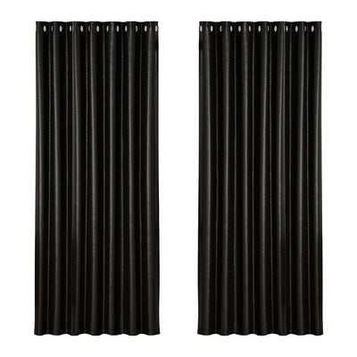 Artiss 2X Blockout Curtains Blackout Window Curtain Eyelet 240x230cm Black
