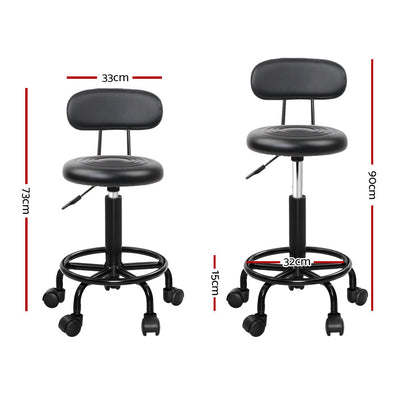 Artiss 2X Salon Stool Swivel Backrest Chair Barber Hairdressing Hydraulic Lift