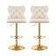 Artiss 2x Bar Stools Counter Chair Kitchen Adjustable Nailhead Trim Velvet Ivory