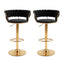 Artiss 2x Bar Stools Gas Lift Adjustable Velvet Woven Backrest Vivien Black