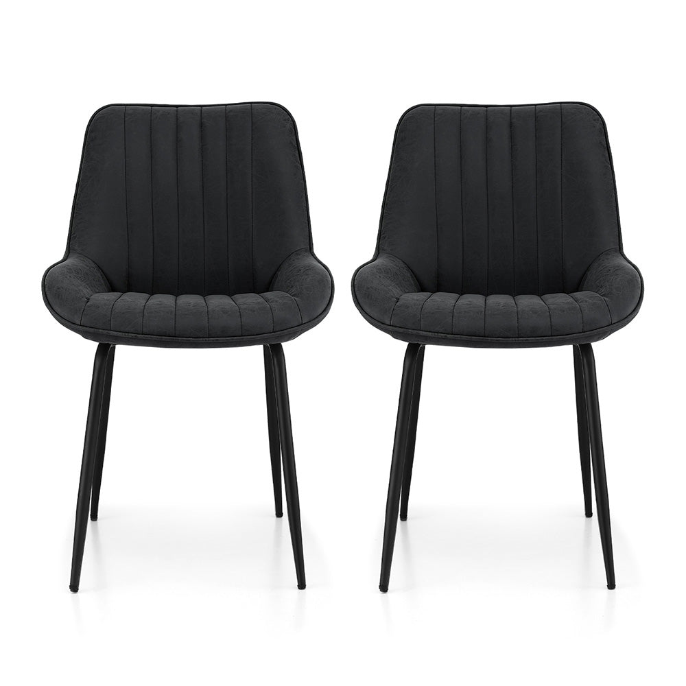 Artiss 2x Dining Chairs Retro PU Leather Kitchen Lounge Cafe Accent Chair Black