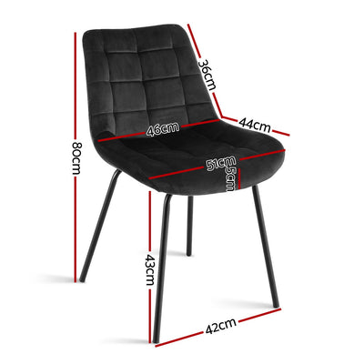 Artiss 2x Dining Chairs Velvet Tufted Kitchen Lounge Cafe Accent Chair Black