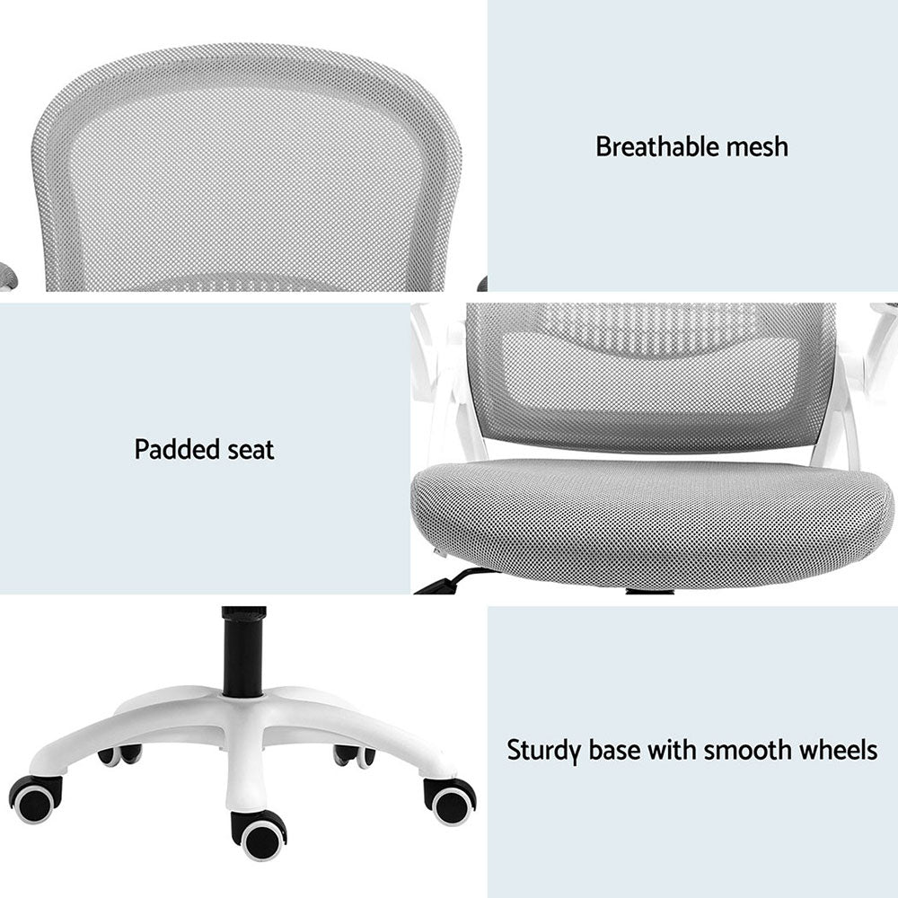 Artiss 2x Mesh Office Chair Computer Gaming Desk Chairs Work Study Mid Back Grey