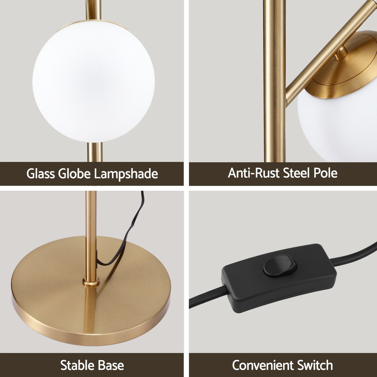 Artiss 3-Light Tree Floor Lamp 165cm Tall Standing Light with Sphere Glass Shades for Modern Homes