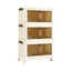 Artiss 3-Tier Foldable Storage Cabinet Stackable Box Clear Magnetic Door White