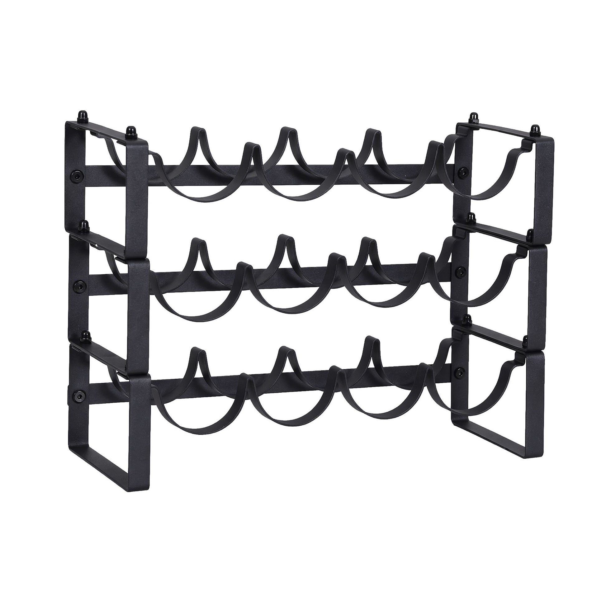 Artiss 3-Tier Wine Rack Metal Freestanding 12 Bottles Modular Countertop Wine Display Shelf Black