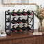 Artiss 3-Tier Wine Rack Metal Freestanding 12 Bottles Modular Countertop Wine Display Shelf Black