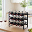 Artiss 3-Tier Wine Rack Metal Freestanding 12 Bottles Modular Countertop Wine Display Shelf Black