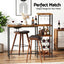 Artiss 3Pcs Bar Table and Stools Set Dining Table Solid Wood Kitchen Chairs Cafe Pub