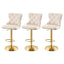 Artiss 3x Bar Stools Counter Chair Kitchen Adjustable Nailhead Trim Velvet Ivory