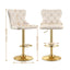 Artiss 3x Bar Stools Counter Chair Kitchen Adjustable Nailhead Trim Velvet Ivory