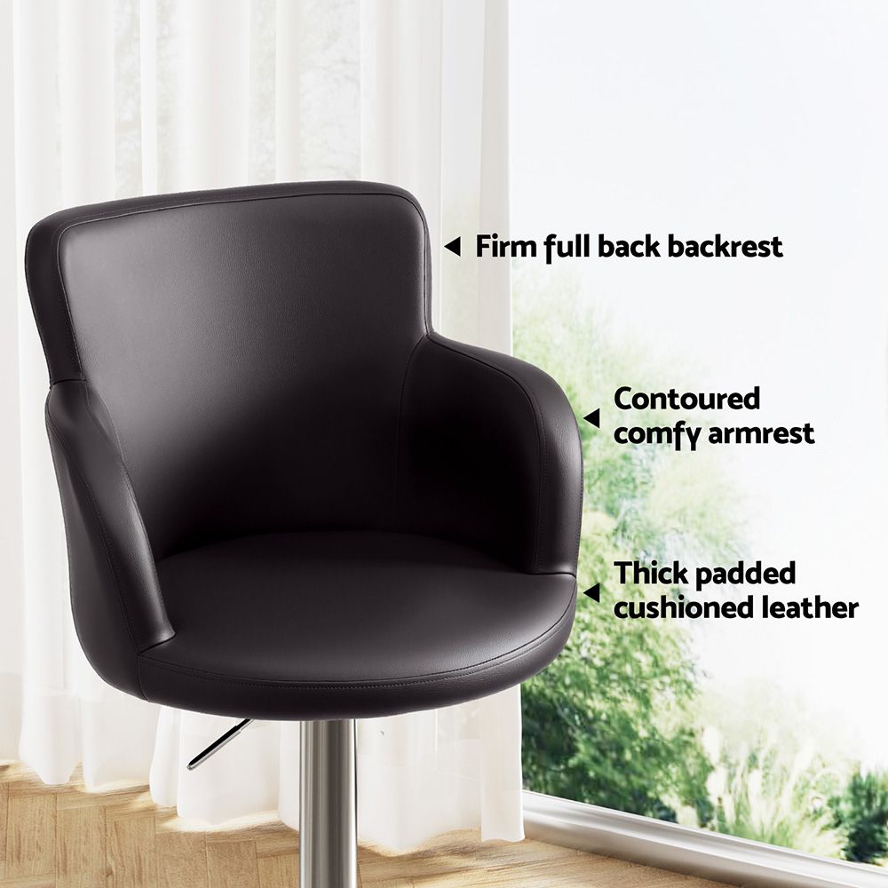 Artiss 3x Bar Stools Counter Chairs Swivel Adjustable Tub PU Leather Brown