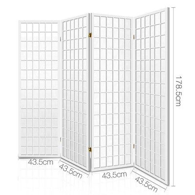 Artiss 4 Panel Room Divider Screen 174x179cm White