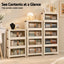 Artiss 4-Tier Foldable Storage Cabinet Stackable Box Clear Magnetic Door White