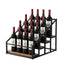 Artiss 4-Tier Wine Rack Tabletop Countertop Wine Bottle Holder 16 Bottles Freestanding Black & Wood
