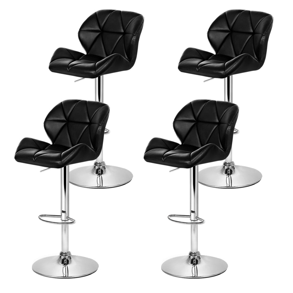 Artiss 4x Bar Stools Gas Lift Padded Leather Black