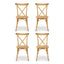 Artiss 4x Dining Chairs Rattan Wooden Kitchen Accent Chair Cafe Lounge Rubber Wood
