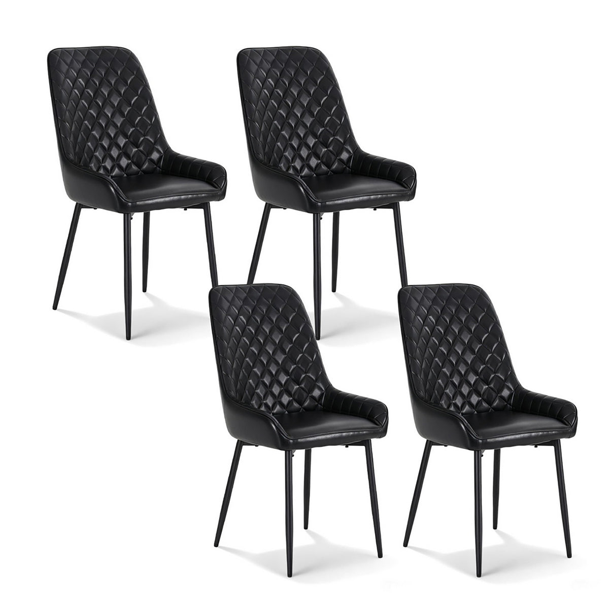 Artiss 4x Dining Chairs Retro PU Leather Kitchen Lounge Cafe Accent Chair Black