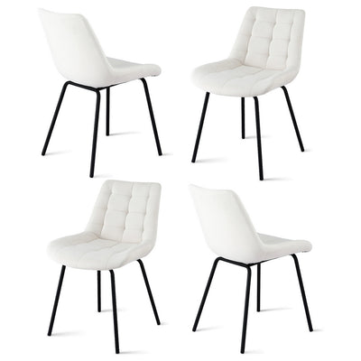 Artiss 4x Dining Chairs Velvet Tufted Kitchen Lounge Cafe Accent Chair Beige