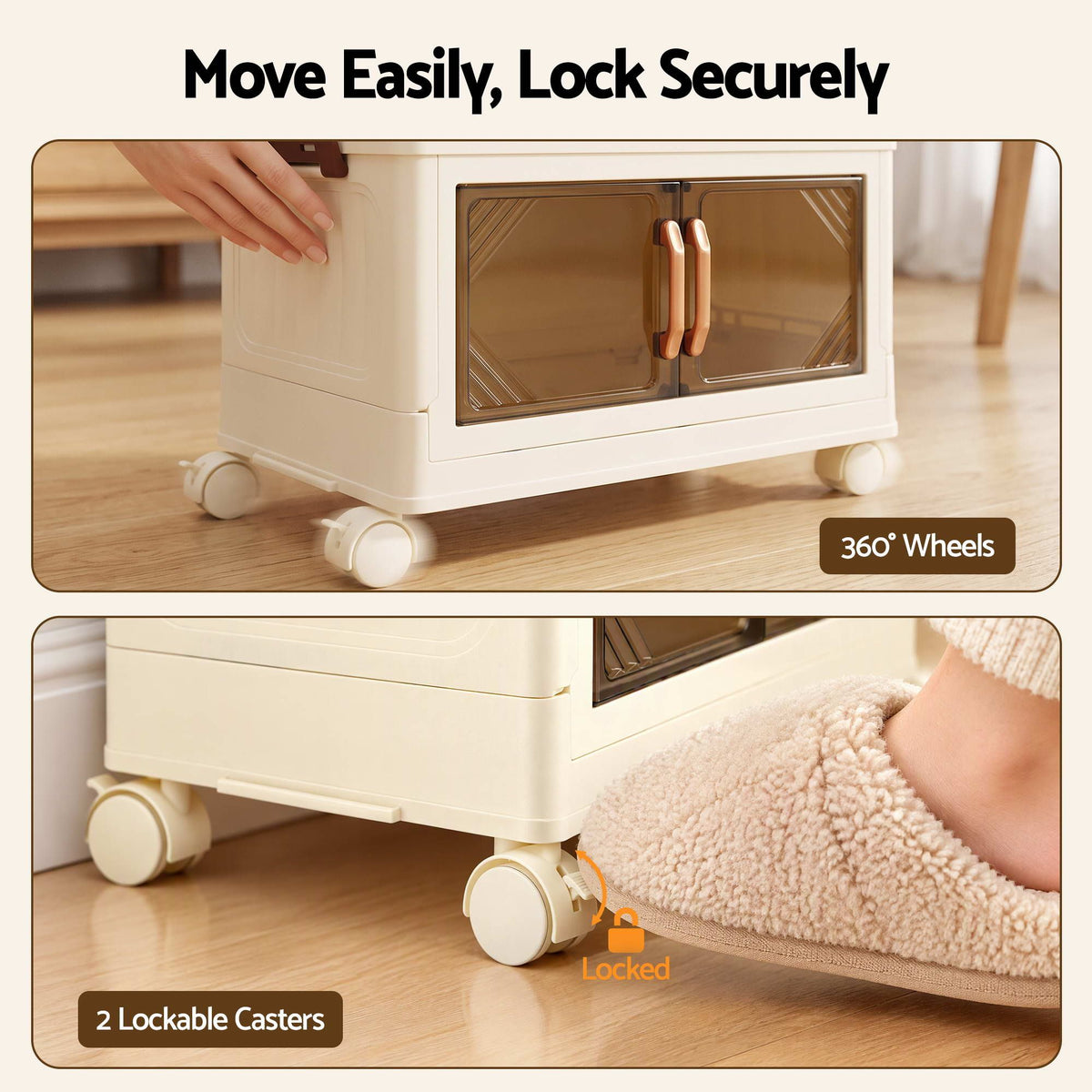 Artiss 5-Tier Foldable Storage Cabinet Stackable Box Clear Magnetic Door White