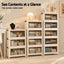 Artiss 5-Tier Foldable Storage Cabinet Stackable Box Clear Magnetic Door White