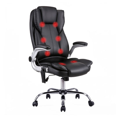 Artiss 8 Point Massage Office Chair PU Leather Black
