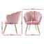 Artiss Armchair Velvet Dining Nursing Lounge Chair Metal Legs Pink