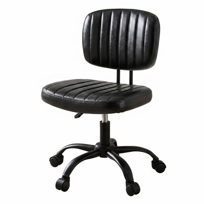 Artiss Armless Office Chair with Wheels, Ergonomic PU Leather Office Desk Chair, Height Adjustable 360° Swivel Computer Task Chair for Home Office, Study Room & Small Space, Black