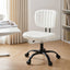 Artiss Armless Office Chair with Wheels, Ergonomic PU Leather Office Desk Chair, Height Adjustable 360° Swivel Computer Task Chair for Home Office, Study Room & Small Space, White