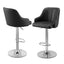 Artiss Bar Stool X2 Gas Lift Adjustable Curved Striped Backrest PU Leather Black