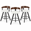 Artiss Bar Stools Set of 3 Swivel Counter Height Barstools with Bentwood Backrest PU Leather White