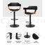 Artiss Bar Stools X3 Kitchen Counter Chair Gas Lift Swivel PU Selina All Black