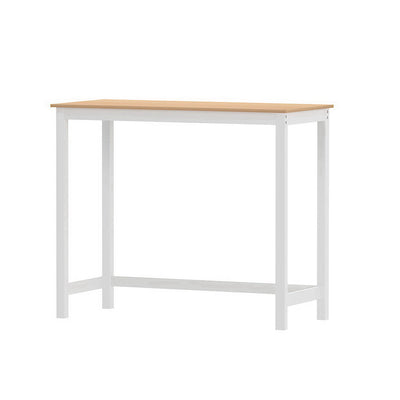 Artiss Bar Table Ari Dining Desk High Solid Wood Kitchen Shelf Wooden White Cafe