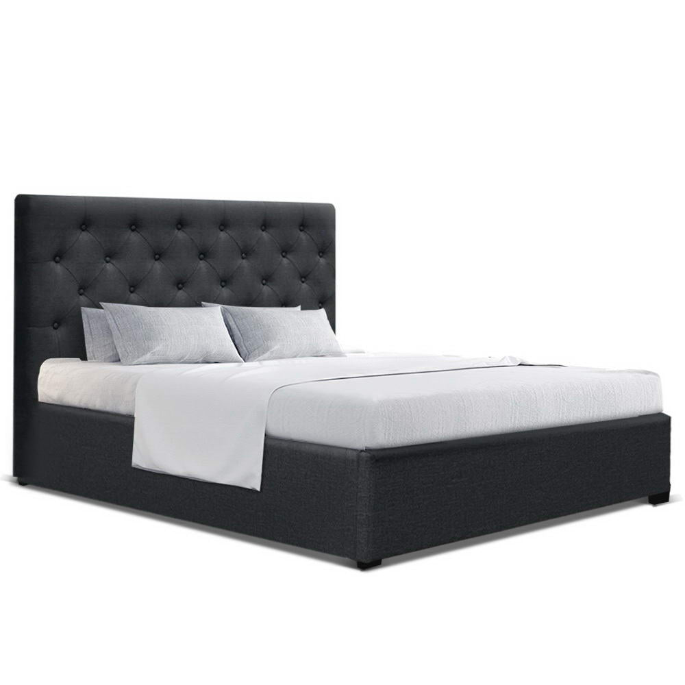 Artiss Bed Frame Double Size Gas Lift Base With Storage Charcoal Fabric Vila Collection