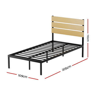 Artiss Bed Frame Metal Bed Base King Single Size Platform Foundation Black PAULA