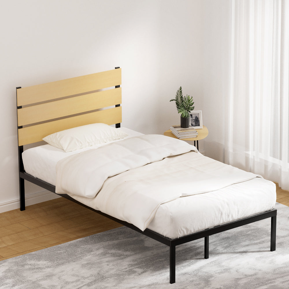 Artiss Bed Frame Metal Bed Base King Single Size Platform Foundation Black PAULA