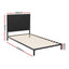 Artiss Bed Frame Metal Bed Base with Charcoal Fabric Headboard King Single PADA