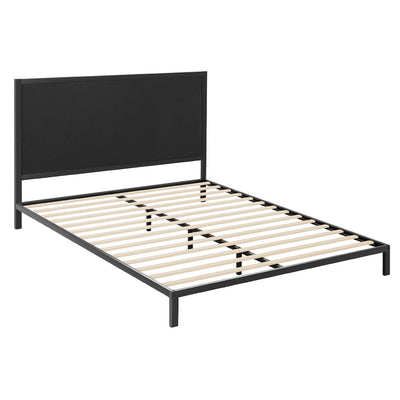 Artiss Bed Frame Metal Bed Base with Charcoal Fabric Headboard Queen Size PADA