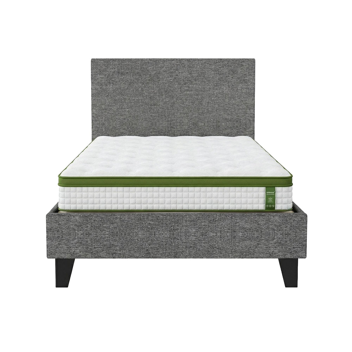 Artiss BedStory Single Bed Frame and Mattress Set, 30cm Hybrid Cooling Gel Mattress with Grey Upholstered Wooden Platform Base, Modern Bedroom Furniture Bundle