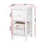 Artiss Bedside Table 1 Drawer with Basket Rustic White X2